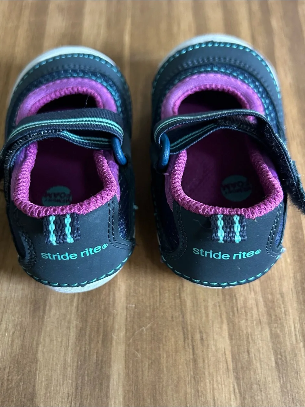 Stride Rite Navy and Pink Hook-and-Loop Mary Jane Toddler Shoe